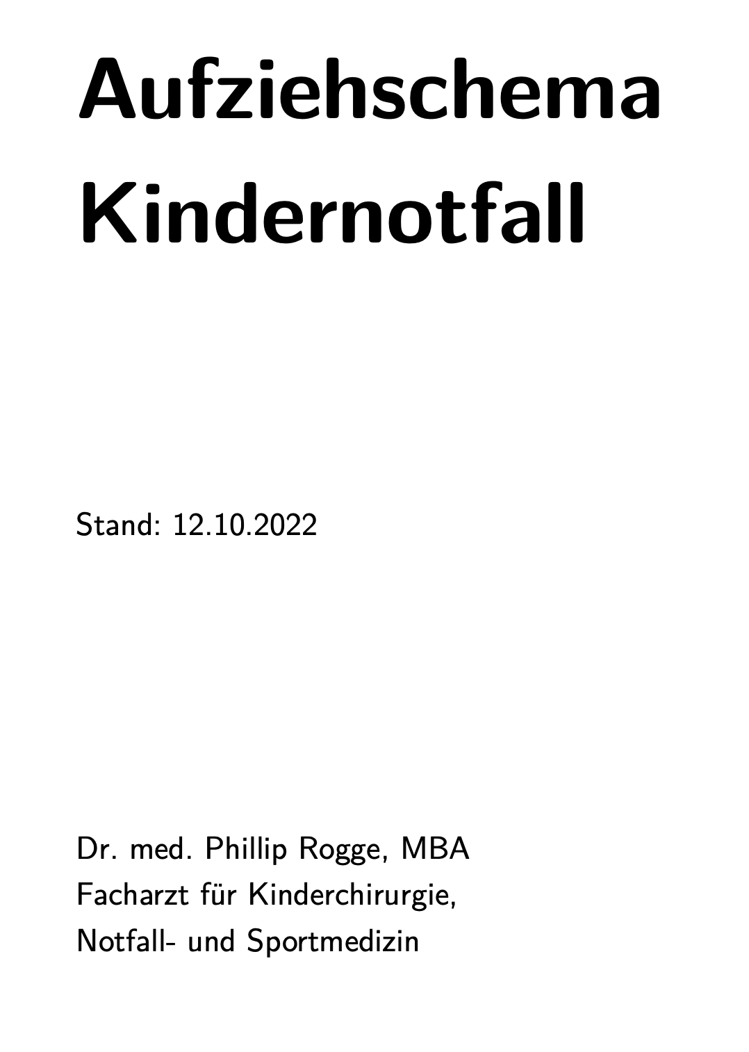 Aufziehschema Kindernotfall als Taschenversion